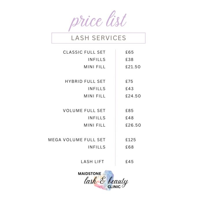 Affordable Beauty Maidstone: Price List